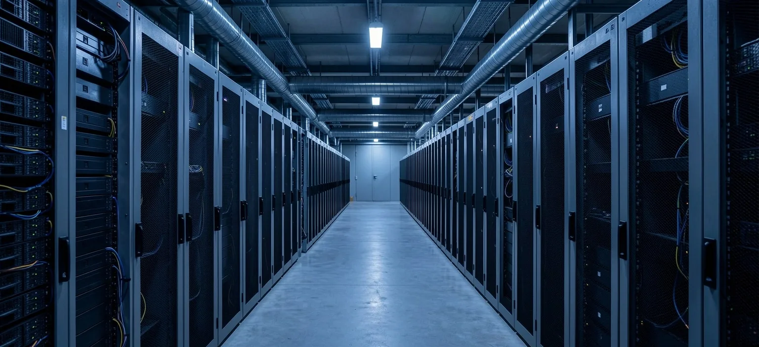 Cryptocurrency mining facility interior