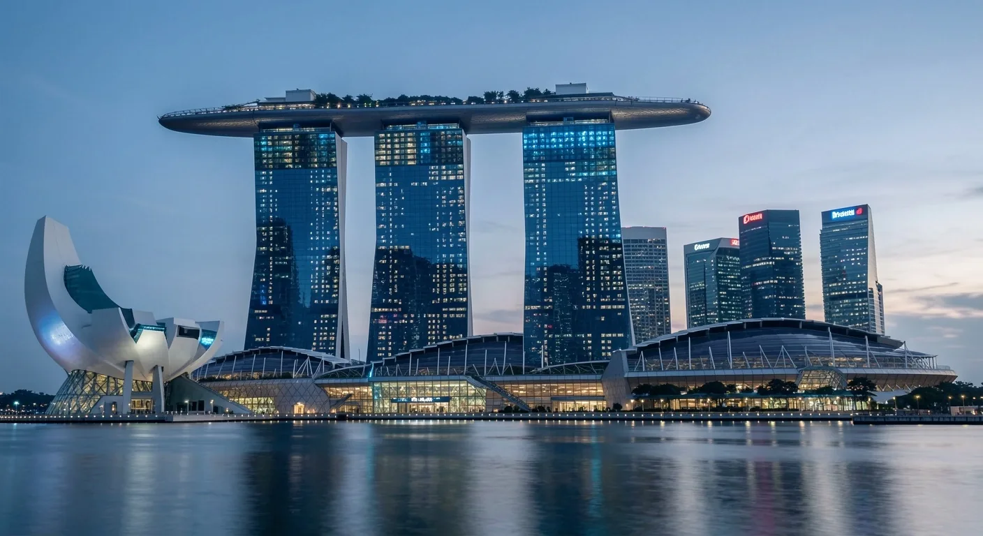 Singapore Marina Bay financial district at dusk