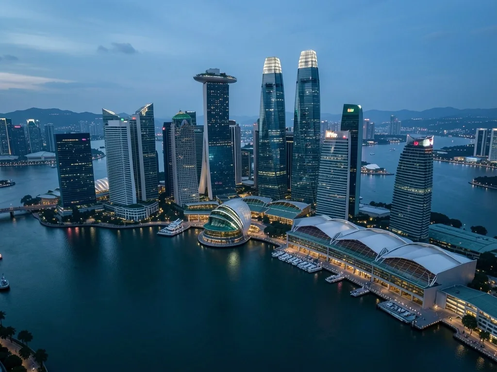 Singapore Marina Bay skyline at night